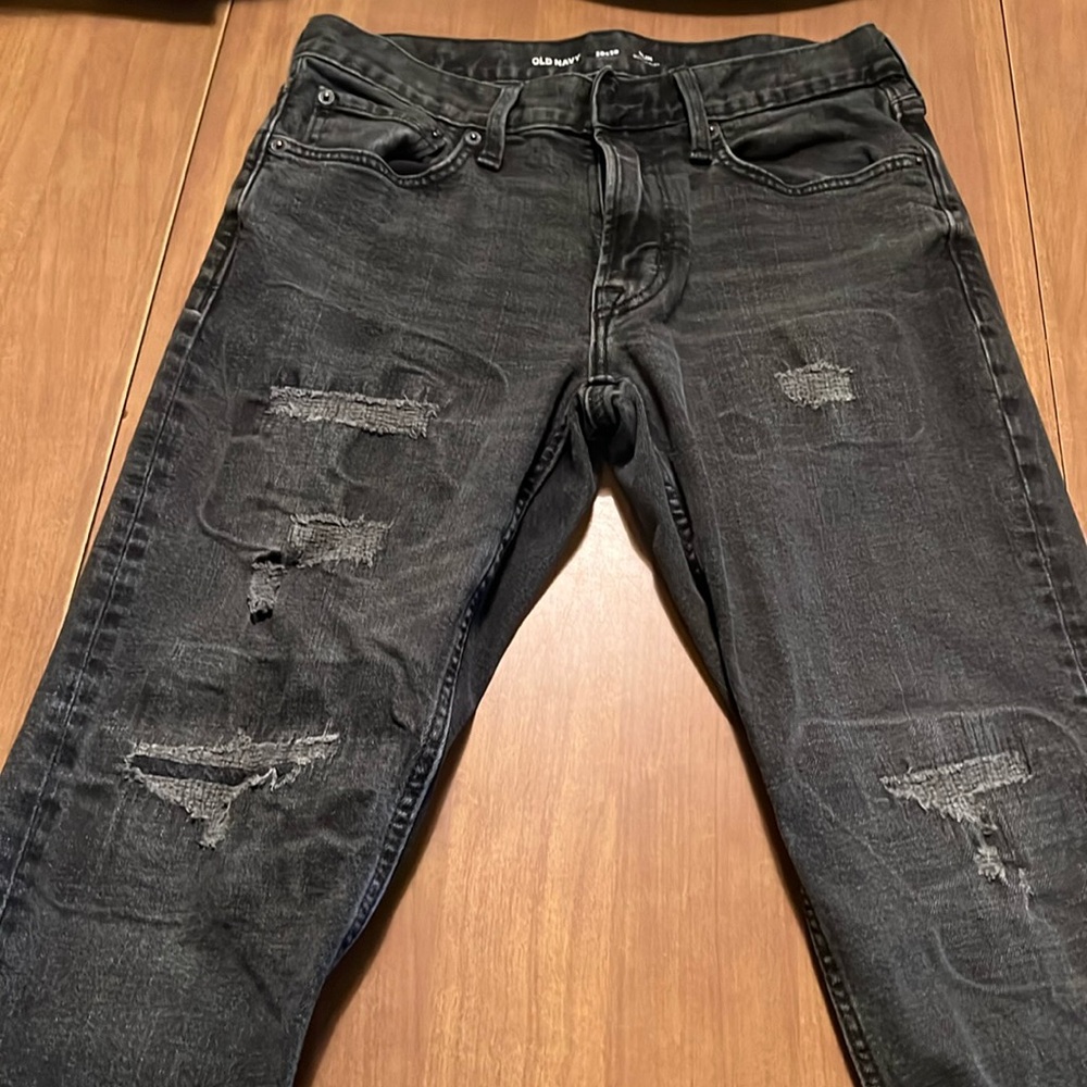 Old navy distressed black jeans. No holes